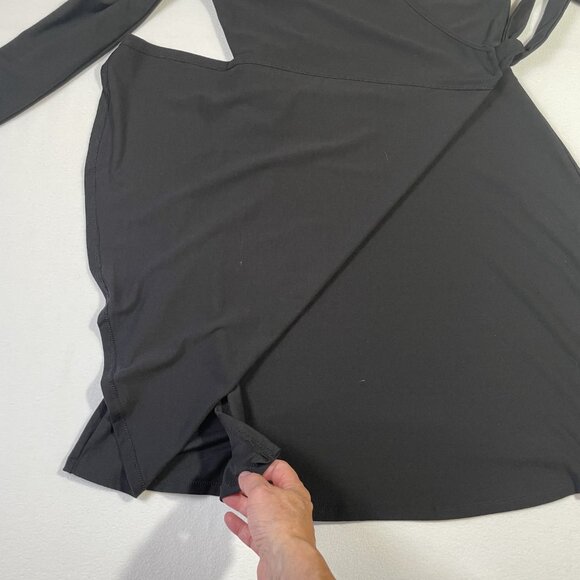 Fashion Nova Layla Fit & Flare Wrap Dress Mini V Neck Long Sleeves Black Size L - Picture 6 of 16
